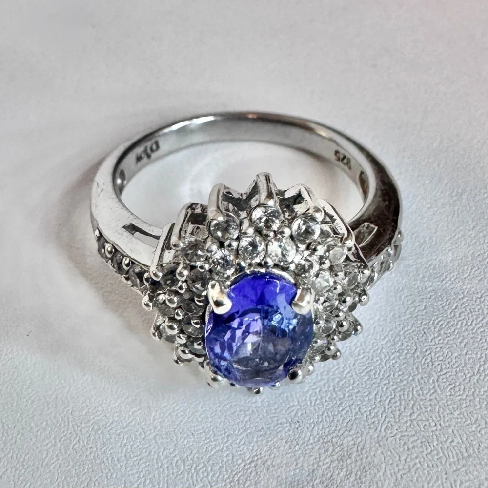 Tanzanite & Moissanite Sterling Silver Ring (7)